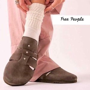 Free People Suede Sunday Season Footbed Mules Size 7 Preowned Super Comfortable